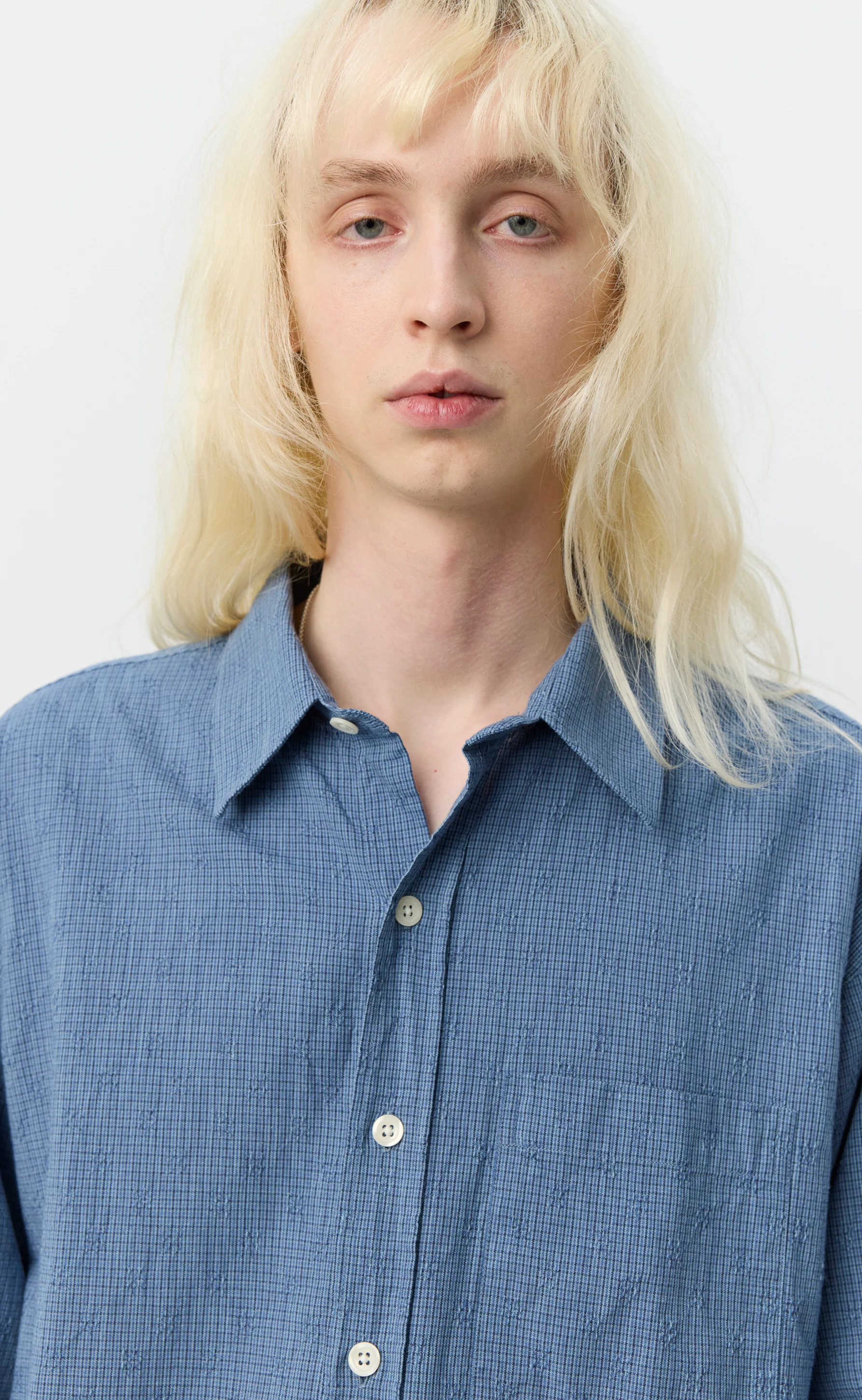 Executive Shirt - Blue Mini Check - Image 5