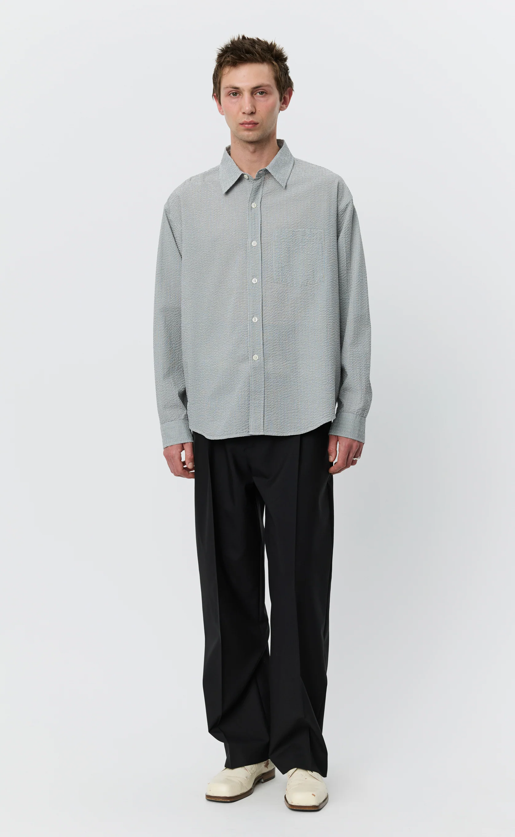Executive Shirt - Textured Bottle Grey Check