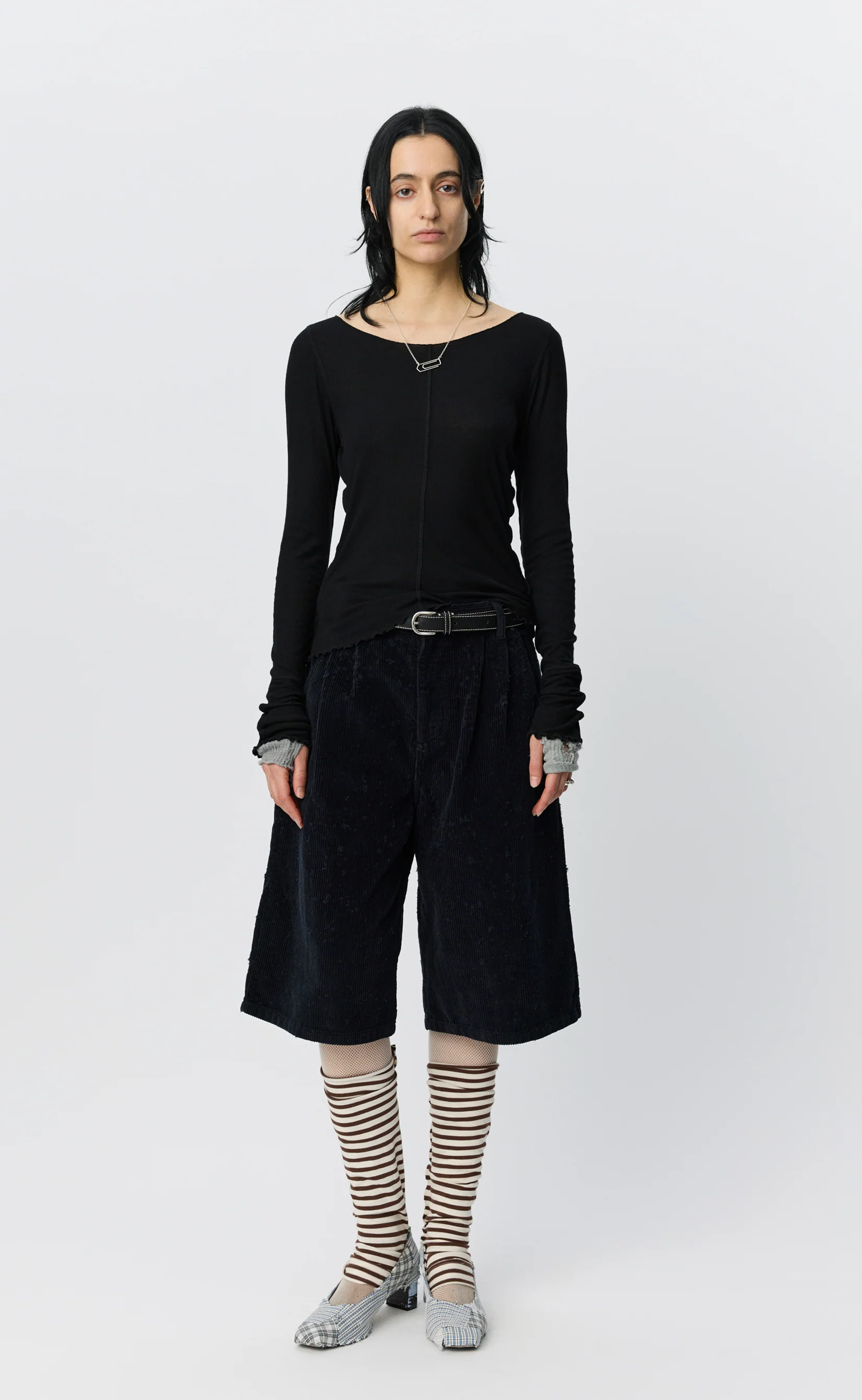 LS Flatlock Tee - Black Rib
