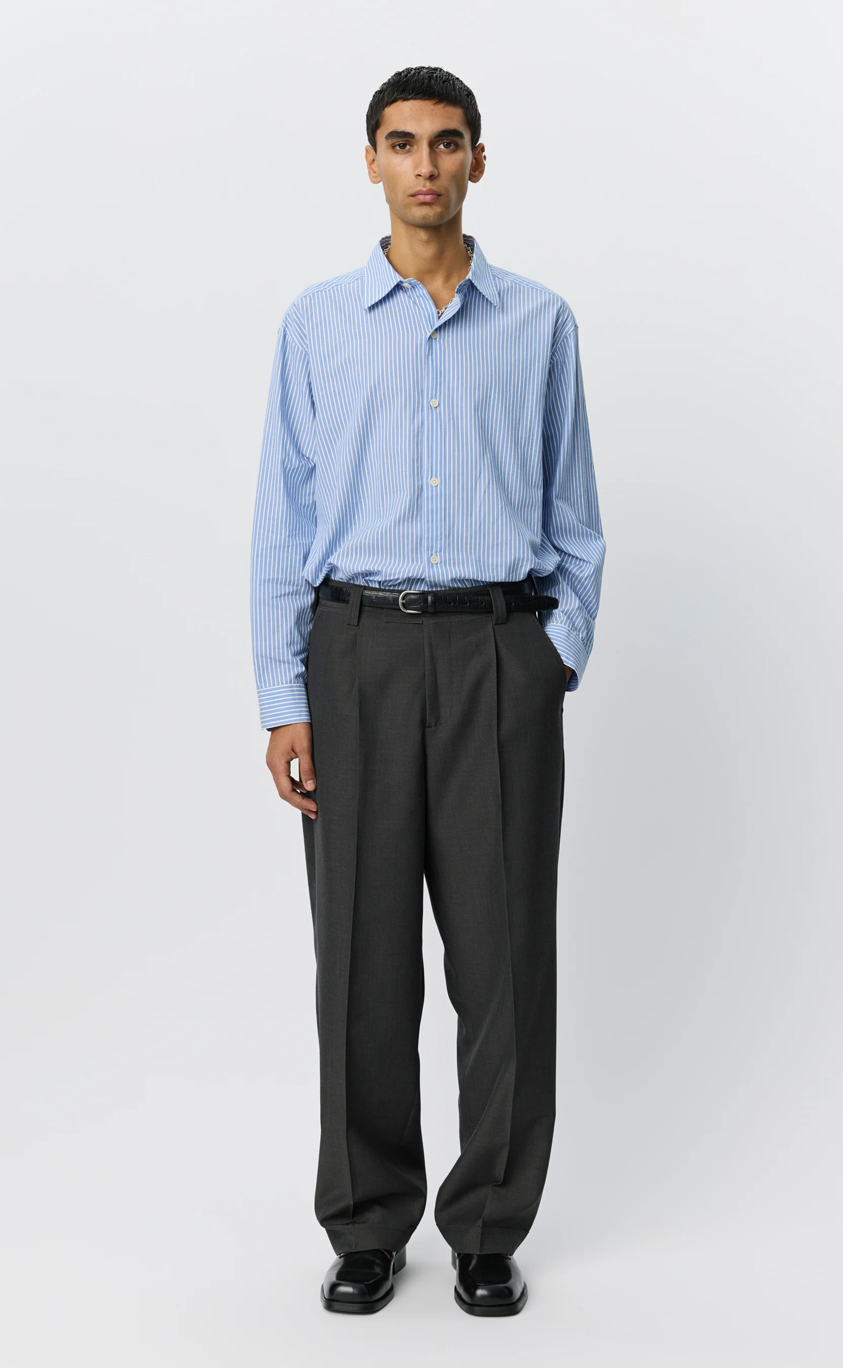 Patch Trousers - Grey Dry Wool